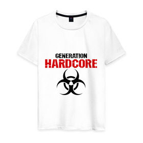 Мужская футболка хлопок с принтом Generation Hardcore в Санкт-Петербурге, 100% хлопок | прямой крой, круглый вырез горловины, длина до линии бедер, слегка спущенное плечо. | Тематика изображения на принте: 