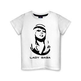 Детская футболка хлопок с принтом Gaga в Санкт-Петербурге, 100% хлопок | круглый вырез горловины, полуприлегающий силуэт, длина до линии бедер | lady gaga | гага | леди gaga | леди гага | лицо леди gaga | лицо леди гага | образ леди гага