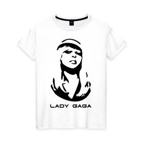 Женская футболка хлопок с принтом Gaga в Санкт-Петербурге, 100% хлопок | прямой крой, круглый вырез горловины, длина до линии бедер, слегка спущенное плечо | lady gaga | гага | леди gaga | леди гага | лицо леди gaga | лицо леди гага | образ леди гага