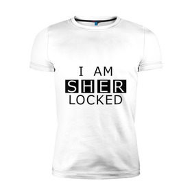 Мужская футболка премиум с принтом I AM SHERLOCKED в Санкт-Петербурге, 92% хлопок, 8% лайкра | приталенный силуэт, круглый вырез ворота, длина до линии бедра, короткий рукав | holmes | sherlock | watson | ватсон
