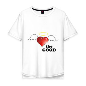 Мужская футболка хлопок Oversize с принтом Дополняем друг друга (ангелочек) в Санкт-Петербурге, 100% хлопок | свободный крой, круглый ворот, “спинка” длиннее передней части | 
