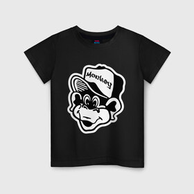 Детская футболка хлопок с принтом Monkey Business в Санкт-Петербурге, 100% хлопок | круглый вырез горловины, полуприлегающий силуэт, длина до линии бедер | gangsta | gansta | hip | hip hop | hop | rap | в кепке | обезьяна | обезьянка | рэп | рэпчина | хип | хип хоп | хипхоп | хоп