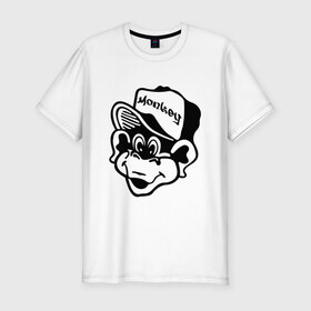 Мужская футболка премиум с принтом Monkey Business в Санкт-Петербурге, 92% хлопок, 8% лайкра | приталенный силуэт, круглый вырез ворота, длина до линии бедра, короткий рукав | gangsta | gansta | hip | hip hop | hop | rap | в кепке | обезьяна | обезьянка | рэп | рэпчина | хип | хип хоп | хипхоп | хоп