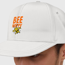 Кепка снепбек с прямым козырьком с принтом BeeHappy в Санкт-Петербурге, хлопок 100% |  | веселая | насекомое | настроение | позитив | пчела | пчелка | счастливый | счастье | эмоции