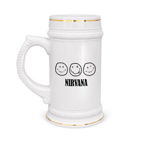Кружка пивная с принтом Nirvana(2) в Санкт-Петербурге,  керамика (Материал выдерживает высокую температуру, стоит избегать резкого перепада температур) |  объем 630 мл | nirvana | rock | нирвана | ребенок | рок | символика nirvana | символика нирвана