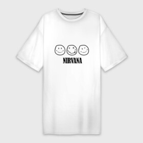 Платье-футболка хлопок с принтом Nirvana logo   happy, dead, wink emoji в Санкт-Петербурге,  |  | nirvana | rock | нирвана | ребенок | рок | символика nirvana | символика нирвана