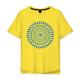 Мужская футболка хлопок Oversize с принтом Психоделика полноцвет в Санкт-Петербурге, 100% хлопок | свободный крой, круглый ворот, “спинка” длиннее передней части | Тематика изображения на принте: гипноз | гипнотические | круг | оптическая иллюзия