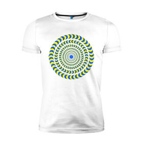 Мужская футболка премиум с принтом Психоделика полноцвет в Санкт-Петербурге, 92% хлопок, 8% лайкра | приталенный силуэт, круглый вырез ворота, длина до линии бедра, короткий рукав | Тематика изображения на принте: гипноз | гипнотические | круг | оптическая иллюзия