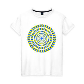 Женская футболка хлопок с принтом Психоделика полноцвет в Санкт-Петербурге, 100% хлопок | прямой крой, круглый вырез горловины, длина до линии бедер, слегка спущенное плечо | гипноз | гипнотические | круг | оптическая иллюзия