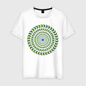 Мужская футболка хлопок с принтом Психоделика полноцвет в Санкт-Петербурге, 100% хлопок | прямой крой, круглый вырез горловины, длина до линии бедер, слегка спущенное плечо. | гипноз | гипнотические | круг | оптическая иллюзия