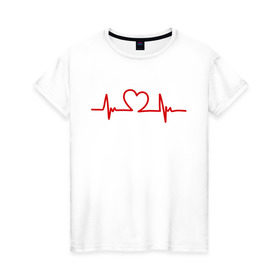 Женская футболка хлопок с принтом В ритме сердца в Санкт-Петербурге, 100% хлопок | прямой крой, круглый вырез горловины, длина до линии бедер, слегка спущенное плечо | Тематика изображения на принте: биение сердца | ритм сердца | сердечко | сердце