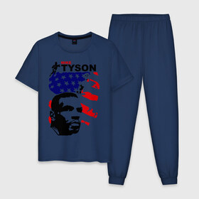 Мужская пижама хлопок с принтом боксер Mike Tyson в Санкт-Петербурге, 100% хлопок | брюки и футболка прямого кроя, без карманов, на брюках мягкая резинка на поясе и по низу штанин
 | boxing