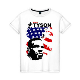 Женская футболка хлопок с принтом боксер Mike Tyson в Санкт-Петербурге, 100% хлопок | прямой крой, круглый вырез горловины, длина до линии бедер, слегка спущенное плечо | boxing