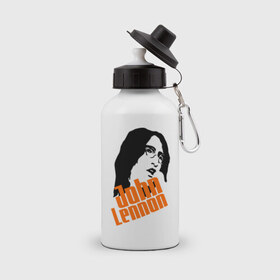 Бутылка спортивная с принтом Джон Леннон (John Lennon) в Санкт-Петербурге, металл | емкость — 500 мл, в комплекте две пластиковые крышки и карабин для крепления | beatles | john lennon | the beatles | битлз | битлы | джон леннон | джон ленон | леннон | ленон | портрет