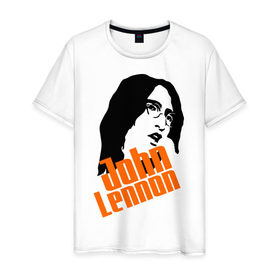 Мужская футболка хлопок с принтом Джон Леннон (John Lennon) в Санкт-Петербурге, 100% хлопок | прямой крой, круглый вырез горловины, длина до линии бедер, слегка спущенное плечо. | beatles | john lennon | the beatles | битлз | битлы | джон леннон | джон ленон | леннон | ленон | портрет
