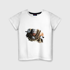 Детская футболка хлопок с принтом Довакин (Dovahkiin) The Elder Scrolls V: Skyrim в Санкт-Петербурге, 100% хлопок | круглый вырез горловины, полуприлегающий силуэт, длина до линии бедер | игры | компьютерная игра | скайрим