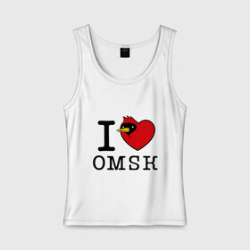 Женская майка хлопок с принтом I love Omsk (Я люблю Омск) в Санкт-Петербурге, 95% хлопок, 5% эластан |  | i love omsk | город | омич | омская птица | птица | я люблю омск