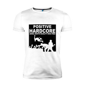 Мужская футболка премиум с принтом Positive Hardcore в Санкт-Петербурге, 92% хлопок, 8% лайкра | приталенный силуэт, круглый вырез ворота, длина до линии бедра, короткий рукав | 