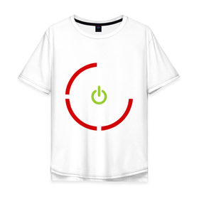 Мужская футболка хлопок Oversize с принтом Кнопка выключения (Power off) в Санкт-Петербурге, 100% хлопок | свободный крой, круглый ворот, “спинка” длиннее передней части | power off | выкл | выключить | кнопка выключения | кнопка выключить | пауэр | пауэр офф