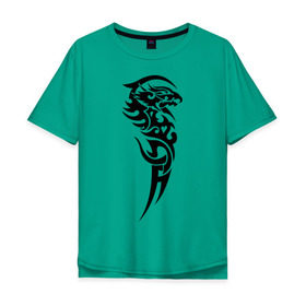 Мужская футболка хлопок Oversize с принтом тату-дракон4 в Санкт-Петербурге, 100% хлопок | свободный крой, круглый ворот, “спинка” длиннее передней части | dragon | tatu | дракон | тату | черный дракон