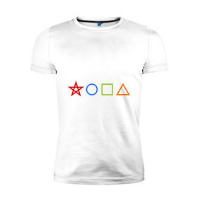 Мужская футболка премиум с принтом Жопа геометрическая в Санкт-Петербурге, 92% хлопок, 8% лайкра | приталенный силуэт, круглый вырез ворота, длина до линии бедра, короткий рукав | геометрия | звезда | квадрат | круг | треугольник | фигуры | черчение
