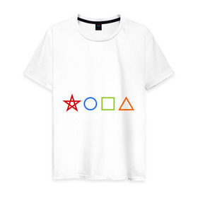 Мужская футболка хлопок с принтом Жопа геометрическая в Санкт-Петербурге, 100% хлопок | прямой крой, круглый вырез горловины, длина до линии бедер, слегка спущенное плечо. | геометрия | звезда | квадрат | круг | треугольник | фигуры | черчение