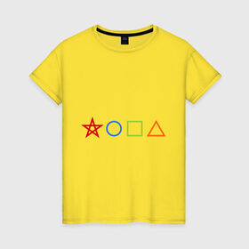 Женская футболка хлопок с принтом Жопа геометрическая в Санкт-Петербурге, 100% хлопок | прямой крой, круглый вырез горловины, длина до линии бедер, слегка спущенное плечо | геометрия | звезда | квадрат | круг | треугольник | фигуры | черчение