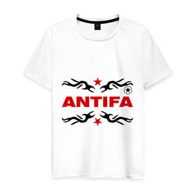 Мужская футболка хлопок с принтом Antifa (5) в Санкт-Петербурге, 100% хлопок | прямой крой, круглый вырез горловины, длина до линии бедер, слегка спущенное плечо. | антифа | антифашизм | звезда | организация | политическая