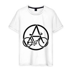 Мужская футболка хлопок с принтом Anarchy Bike в Санкт-Петербурге, 100% хлопок | прямой крой, круглый вырез горловины, длина до линии бедер, слегка спущенное плечо. | anarchy | bike | анархизм | анархия | байк | велик | велосипед | велосипед анархия