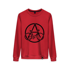 Женский свитшот хлопок с принтом Anarchy Bike в Санкт-Петербурге, 100% хлопок | прямой крой, круглый вырез, на манжетах и по низу широкая трикотажная резинка  | anarchy | bike | анархизм | анархия | байк | велик | велосипед | велосипед анархия