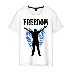 Мужская футболка хлопок с принтом Freedom (свобода) в Санкт-Петербурге, 100% хлопок | прямой крой, круглый вырез горловины, длина до линии бедер, слегка спущенное плечо. | 