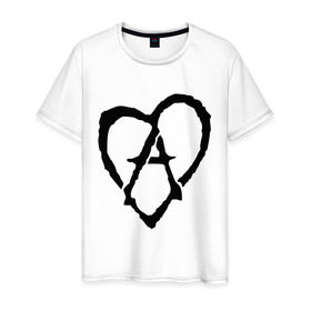 Мужская футболка хлопок с принтом Анархия в сердце в Санкт-Петербурге, 100% хлопок | прямой крой, круглый вырез горловины, длина до линии бедер, слегка спущенное плечо. | анархизм | анархия | музыка | сердце