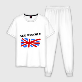 Мужская пижама хлопок с принтом Sex Pistols (3) в Санкт-Петербурге, 100% хлопок | брюки и футболка прямого кроя, без карманов, на брюках мягкая резинка на поясе и по низу штанин
 | 