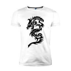 Мужская футболка премиум с принтом тату-дракон9 в Санкт-Петербурге, 92% хлопок, 8% лайкра | приталенный силуэт, круглый вырез ворота, длина до линии бедра, короткий рукав | 