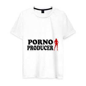 Мужская футболка хлопок с принтом Porno Producer в Санкт-Петербурге, 100% хлопок | прямой крой, круглый вырез горловины, длина до линии бедер, слегка спущенное плечо. | producer | продюссер