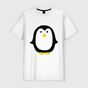 Мужская футболка премиум с принтом Пингвин маленький в Санкт-Петербурге, 92% хлопок, 8% лайкра | приталенный силуэт, круглый вырез ворота, длина до линии бедра, короткий рукав | пингвин