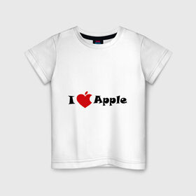 Детская футболка хлопок с принтом я люблю яблоко в Санкт-Петербурге, 100% хлопок | круглый вырез горловины, полуприлегающий силуэт, длина до линии бедер | Тематика изображения на принте: apple | антибренд | люблю эпл | я люблю apple | яблоко