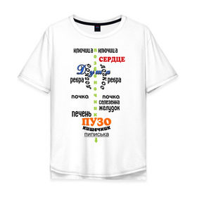 Мужская футболка хлопок Oversize с принтом Строение человека в Санкт-Петербурге, 100% хлопок | свободный крой, круглый ворот, “спинка” длиннее передней части | анатомия | внутренние органы | органы | органы человека | строение человека | тело человека