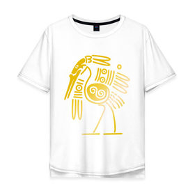 Мужская футболка хлопок Oversize с принтом золотая птица в Санкт-Петербурге, 100% хлопок | свободный крой, круглый ворот, “спинка” длиннее передней части | египет | египетский | трайбл | узор | этнический | этно | этнос