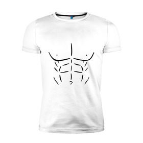 Мужская футболка премиум с принтом мужской торс в Санкт-Петербурге, 92% хлопок, 8% лайкра | приталенный силуэт, круглый вырез ворота, длина до линии бедра, короткий рукав | атлет | бицепсы | голое тело | грудь | качок | мужское тело | мускулы | мышцы | пресс | рельеф | тело