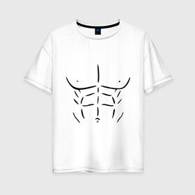 Женская футболка хлопок Oversize с принтом мужской торс в Санкт-Петербурге, 100% хлопок | свободный крой, круглый ворот, спущенный рукав, длина до линии бедер
 | атлет | бицепсы | голое тело | грудь | качок | мужское тело | мускулы | мышцы | пресс | рельеф | тело