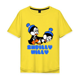 Мужская футболка хлопок Oversize с принтом shpilly willy в Санкт-Петербурге, 100% хлопок | свободный крой, круглый ворот, “спинка” длиннее передней части | мультик | мультфильм | пингвинчики | пингвины | шпили вили