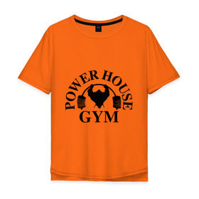 Мужская футболка хлопок Oversize с принтом Power House Gym в Санкт-Петербурге, 100% хлопок | свободный крой, круглый ворот, “спинка” длиннее передней части | power house gym | бодибилдинг | для качков | жим | качкам | силовой спорт | силовой экстрим | спорт