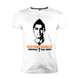 Мужская футболка премиум с принтом Cristiano Ronaldo 7 в Санкт-Петербурге, 92% хлопок, 8% лайкра | приталенный силуэт, круглый вырез ворота, длина до линии бедра, короткий рукав | роналдо