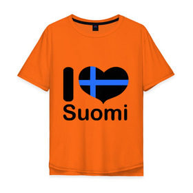 Мужская футболка хлопок Oversize с принтом Love Suomi в Санкт-Петербурге, 100% хлопок | свободный крой, круглый ворот, “спинка” длиннее передней части | suomi | курорты | курорты финляндии | люблю финляндию | отдых | финляндия
