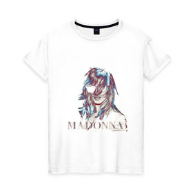 Женская футболка хлопок с принтом Madonna в Санкт-Петербурге, 100% хлопок | прямой крой, круглый вырез горловины, длина до линии бедер, слегка спущенное плечо | madona | madonna | знаменитость | знаменитые личности | мадона | мадонна | музыка | портрет