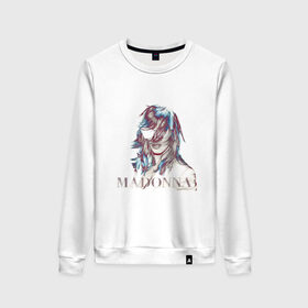 Женский свитшот хлопок с принтом Madonna в Санкт-Петербурге, 100% хлопок | прямой крой, круглый вырез, на манжетах и по низу широкая трикотажная резинка  | madona | madonna | знаменитость | знаменитые личности | мадона | мадонна | музыка | портрет