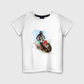 Детская футболка хлопок с принтом MOTO X в Санкт-Петербурге, 100% хлопок | круглый вырез горловины, полуприлегающий силуэт, длина до линии бедер | байкеры | для байкеров | для мотоциклистов | мото | мото кросс | мотокросс | мотоциклы