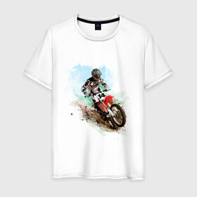 Мужская футболка хлопок с принтом MOTO X в Санкт-Петербурге, 100% хлопок | прямой крой, круглый вырез горловины, длина до линии бедер, слегка спущенное плечо. | байкеры | для байкеров | для мотоциклистов | мото | мото кросс | мотокросс | мотоциклы