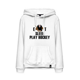 Мужская толстовка хлопок с принтом Eat sleep play hockey в Санкт-Петербурге, френч-терри, мягкий теплый начес внутри (100% хлопок) | карман-кенгуру, эластичные манжеты и нижняя кромка, капюшон с подкладом и шнурком | hockey | nhl | ешь | играй в хоккей | нхл | спи | хоккей